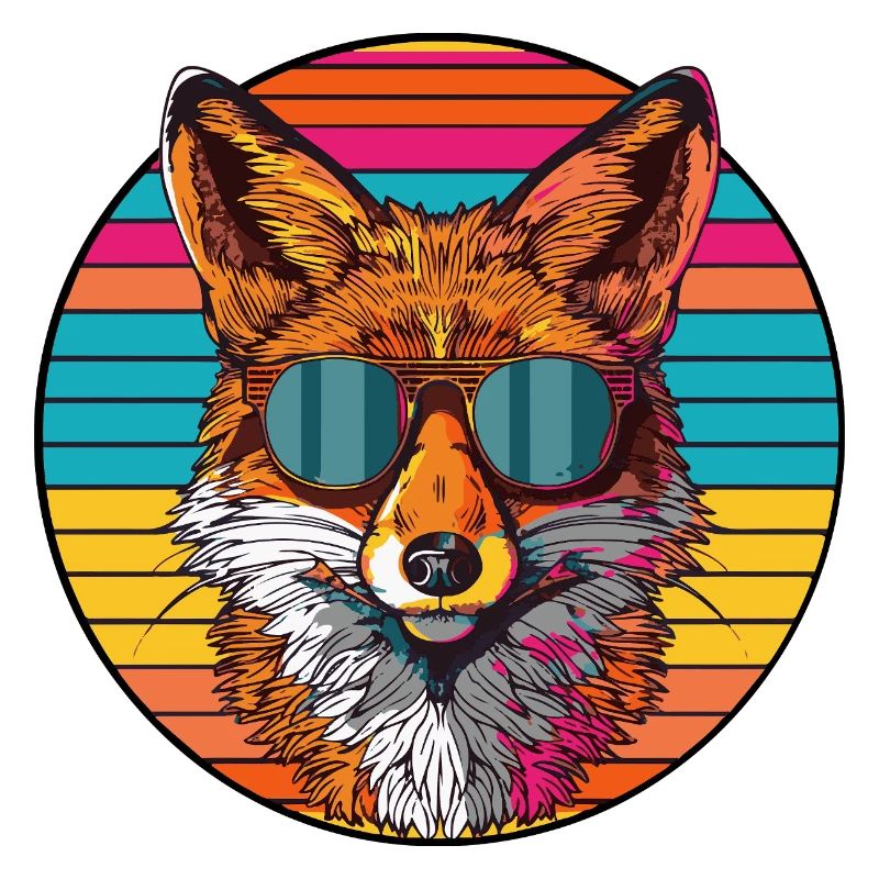 Retro Sunglasses Fox Illustration