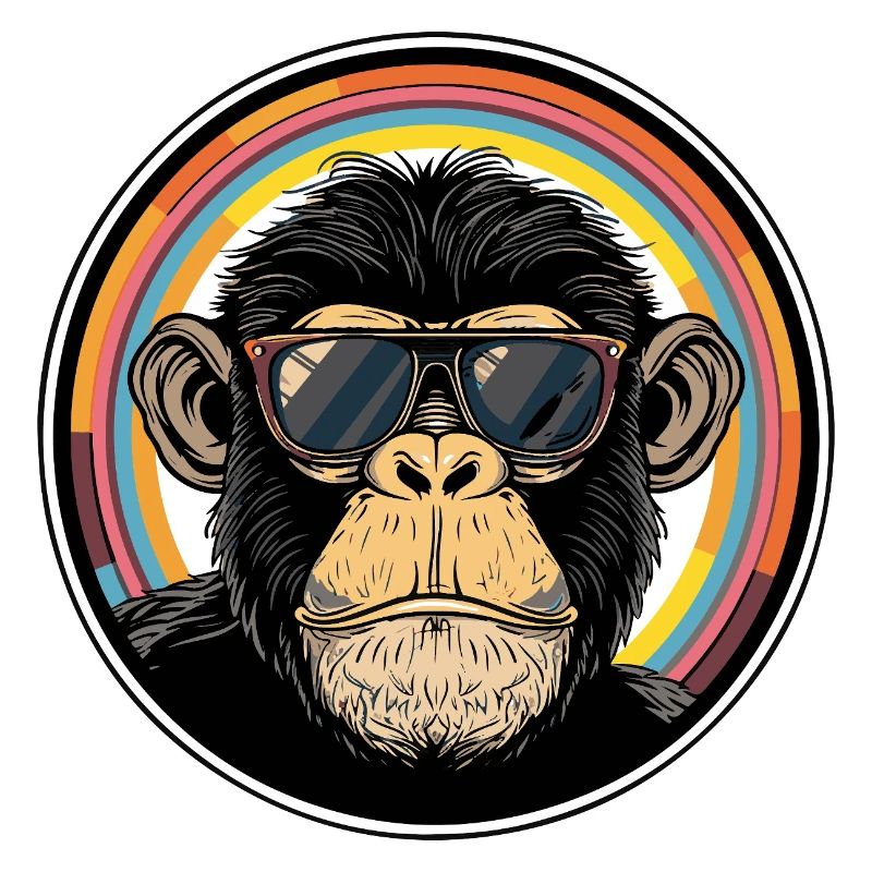 Cool monkey with retro style sunglasses