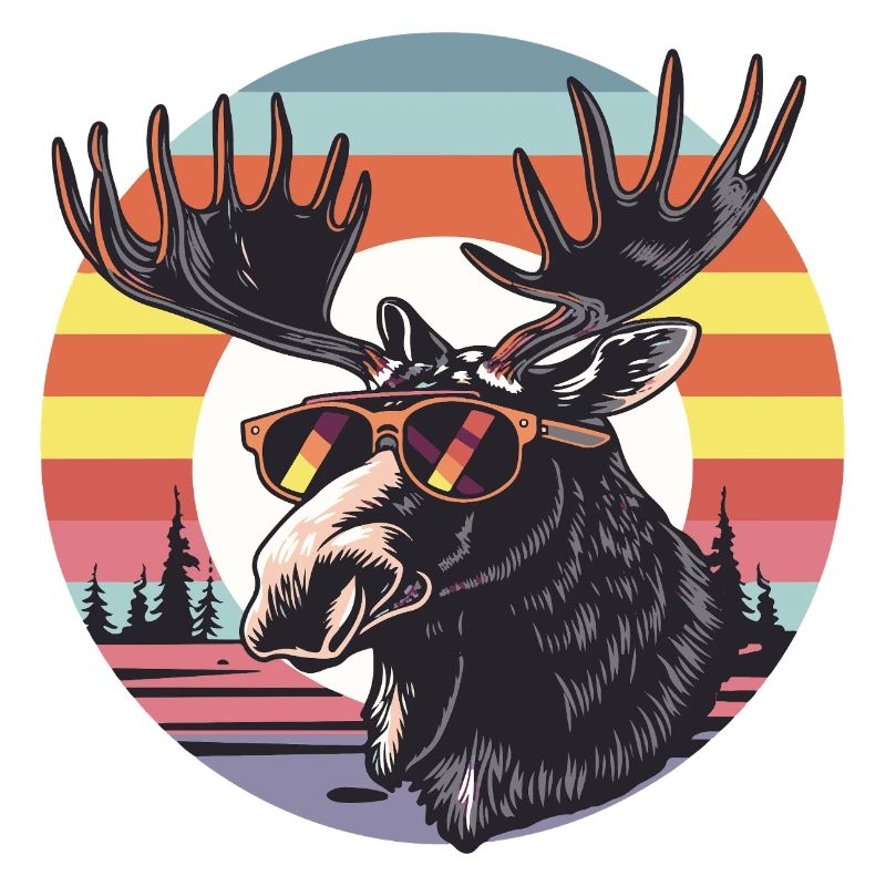 Retro Elch mit Sonnenbrille
