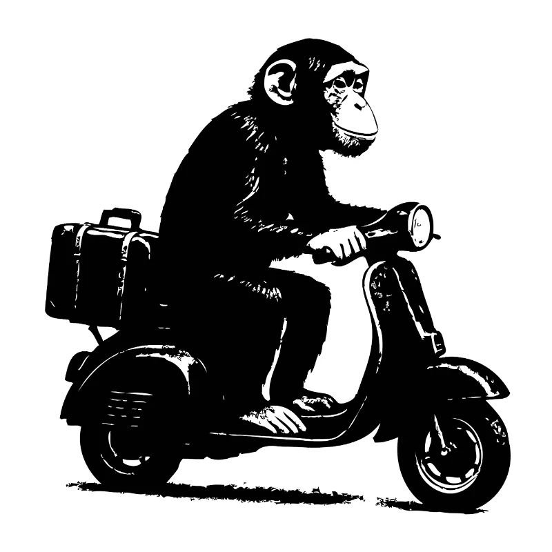 Retro Affe auf Moped | Roller-Affe
