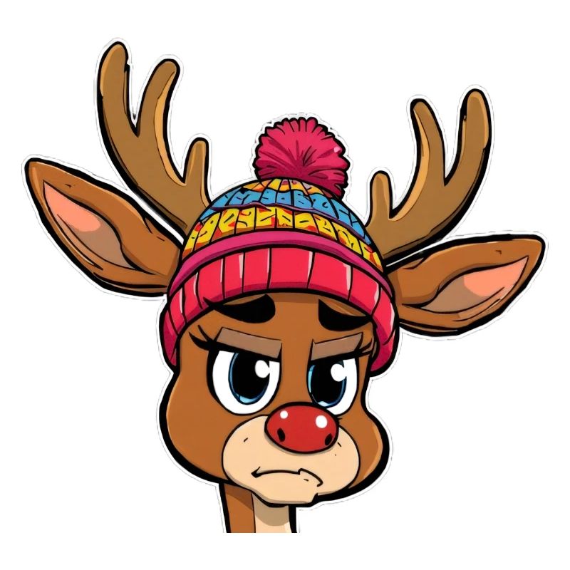 Cute reindeer character with cap