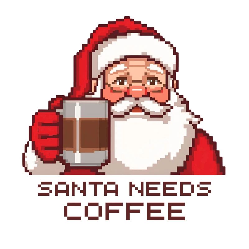 Pixel Santa – Santa Needs Coffee