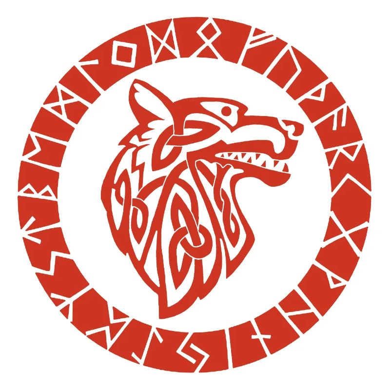 Wikinger Roter Wolf Emblem