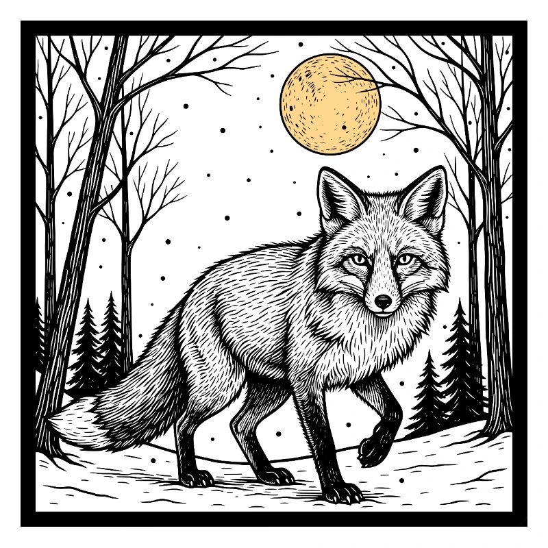 Fox in the winter forest