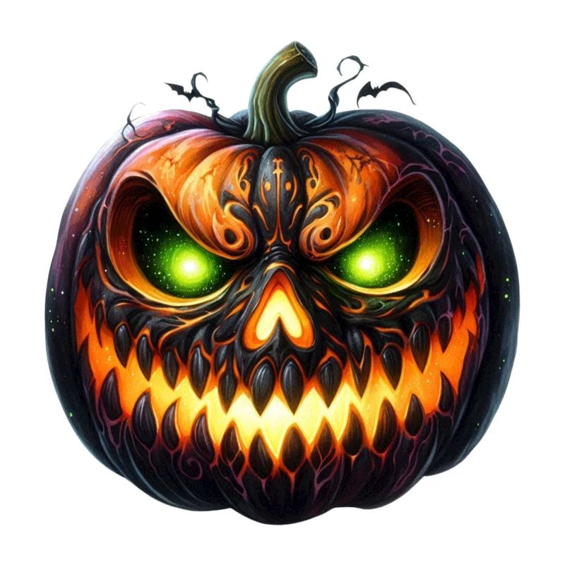 Neon Ember Pumpkin Face