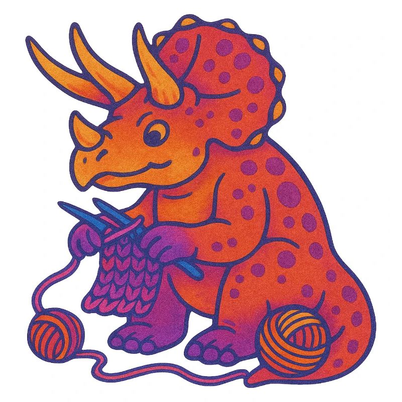 Knit Dino Triceratops Neon Gradient