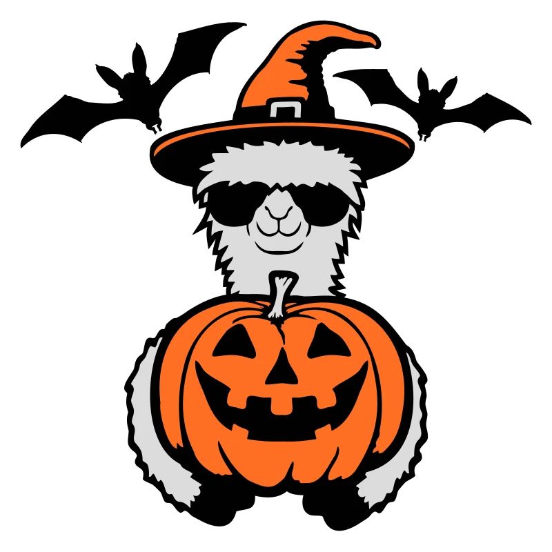 Lama Cool Halloween Pumpkin Sunglasses Witch Hat