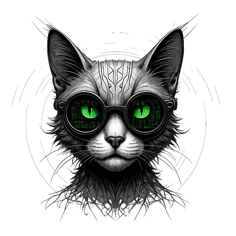 Grüne Augen Computer Programmierer Geek Katze