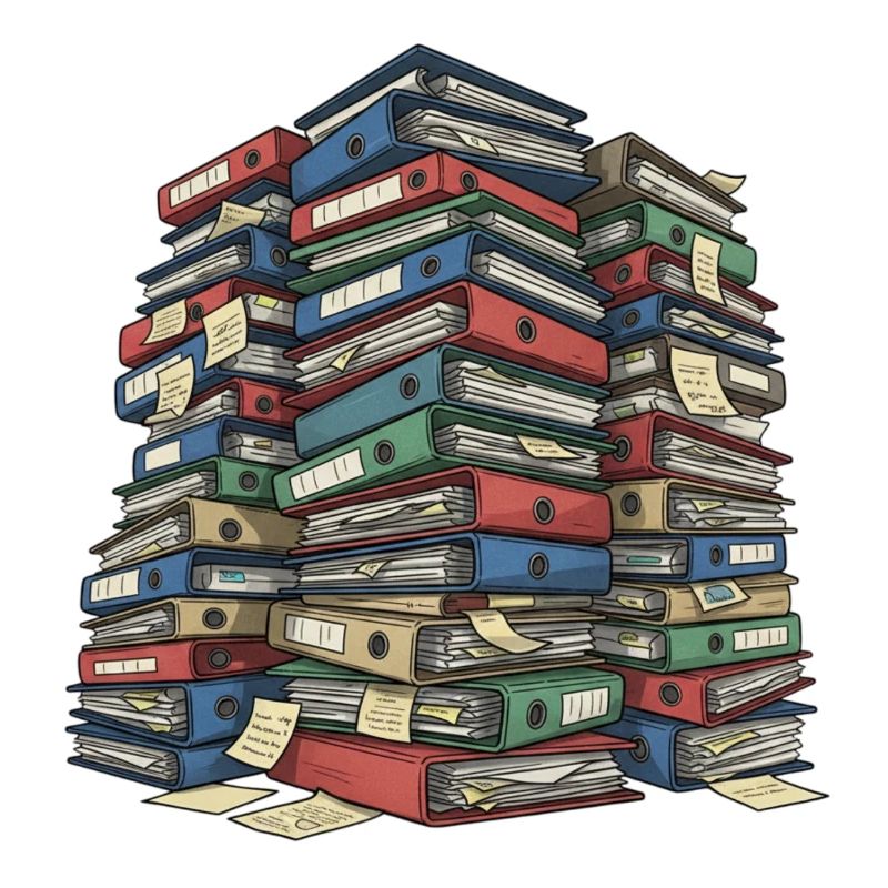 Folder Stack Office Chaos