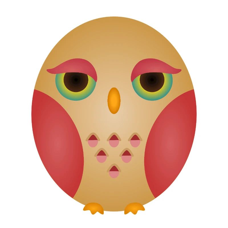 Visage de hibou dégradé dans des tons confortables