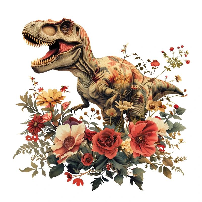 T-Rex Dino mit Blumen