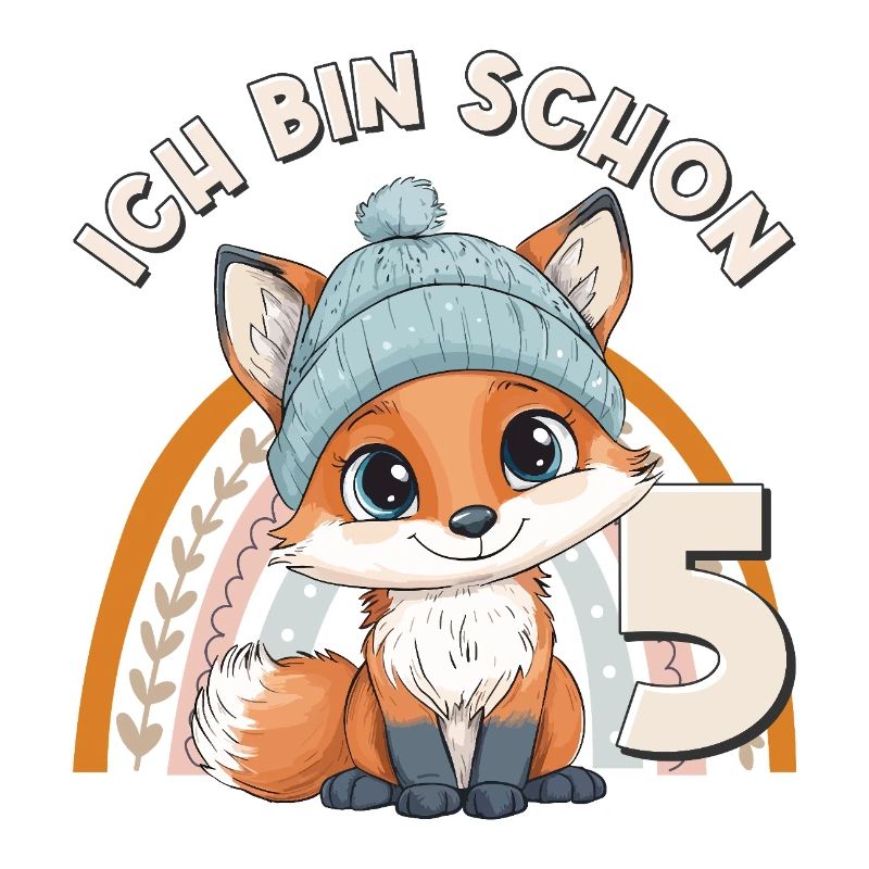 5th Birthday Fox Rainbow Cute Cute