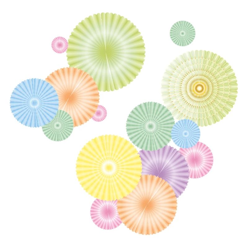Rosettes pastel – structure en éventail décoratif