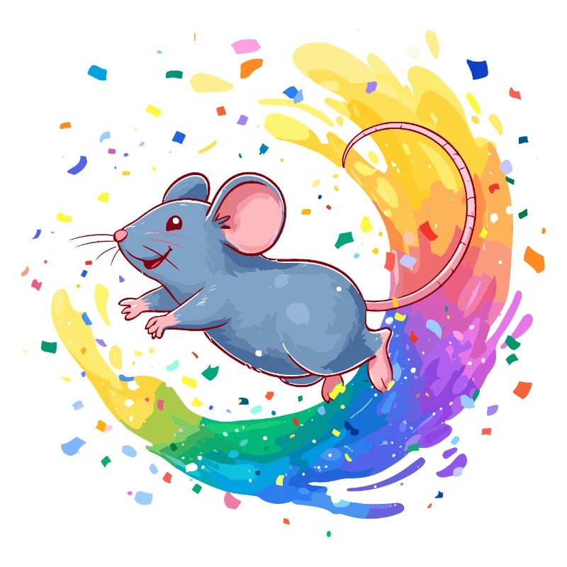 Souris colorée dans un tourbillon de couleurs