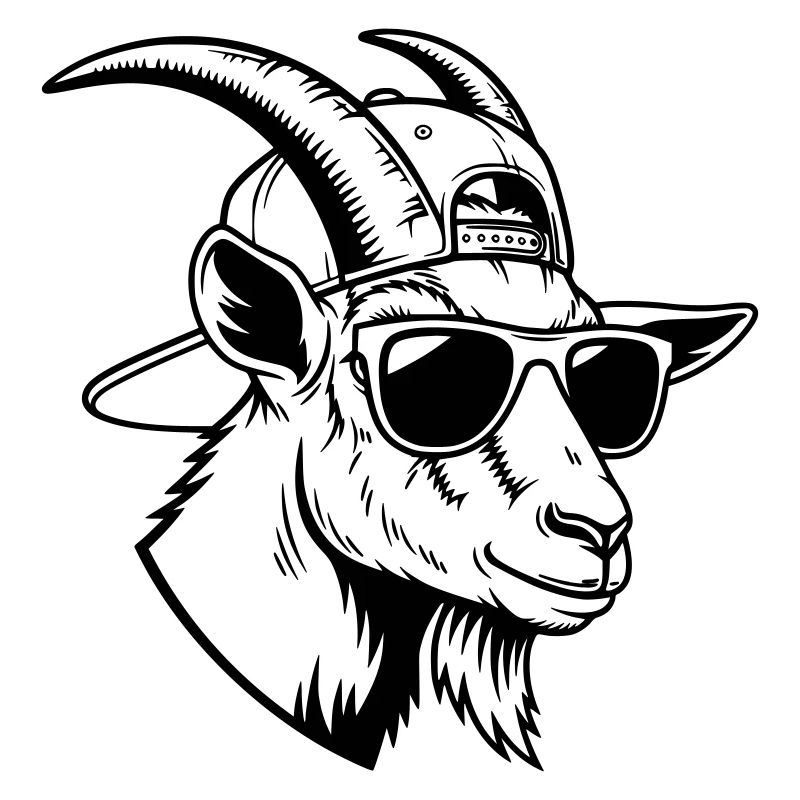 Cool goat with sunglasses and cap