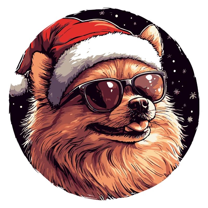 Cooler Hund mit Santa-Hut