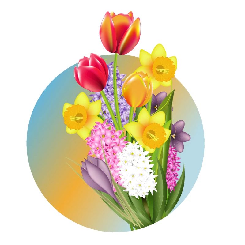Spring bouquet with tulips, daffodils & hyacinths