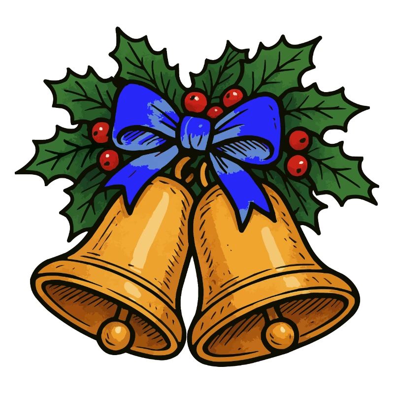 Weihnachtsglocken mit blauem Band