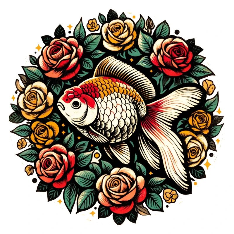 Koi and Roses Circle Design