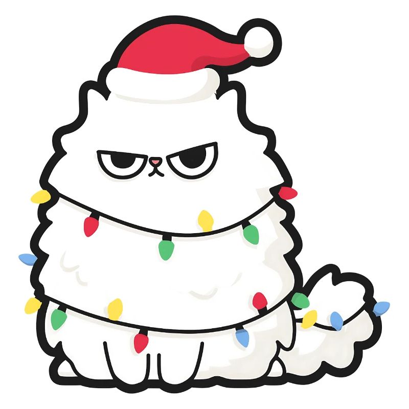 Grim Christmas Cat with Lights