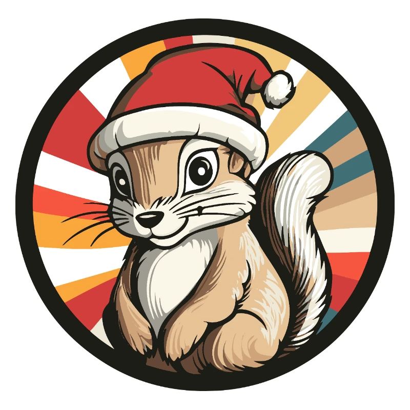 Winterliches Eichhörnchen mit Santa Hut
