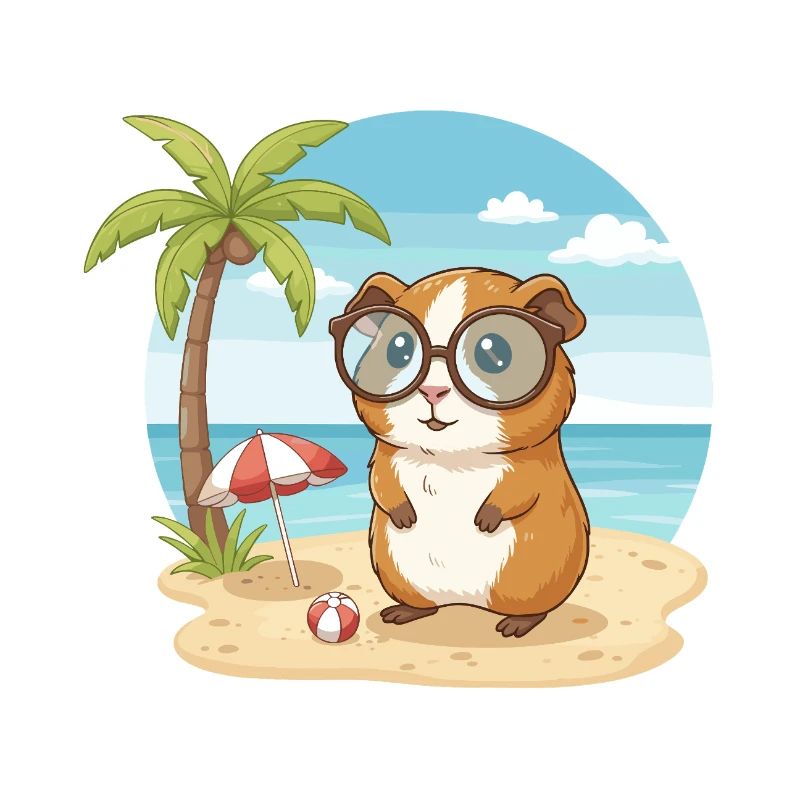 Mignonne cochon d’Inde avec des lunettes plage vacances d’été