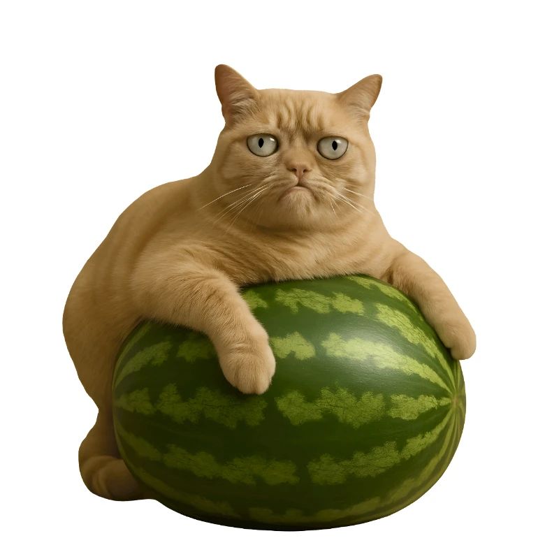 Chat sur pastèque - Mème drôle de chat