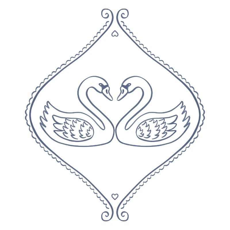 Blue Swans in Ornate Frame
