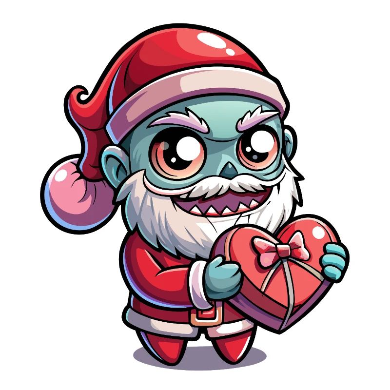 Weihnachtsmann-Zombie mit Herzgeschenk