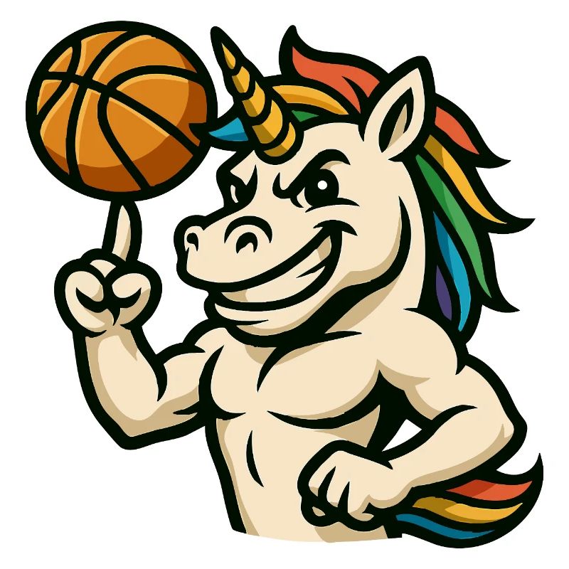 Basketball Unicorn Rainbow Spin