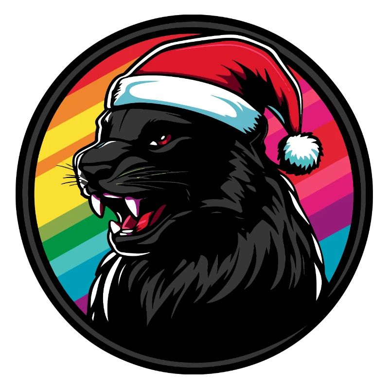 Panther Santa im Regenbogen