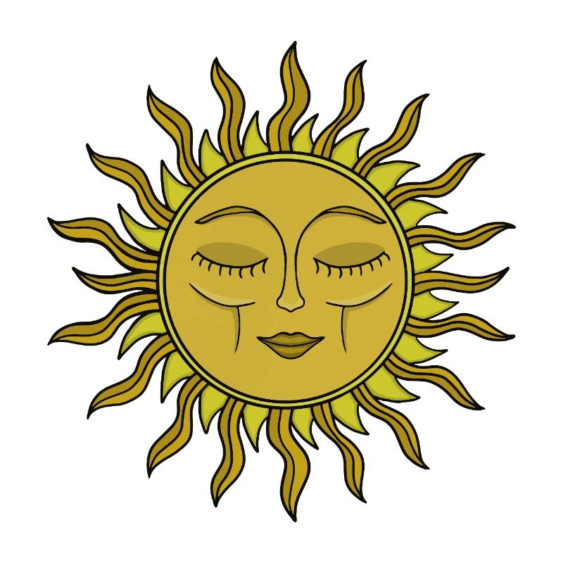 Vintage Celestial Sun Mystical Boho Art