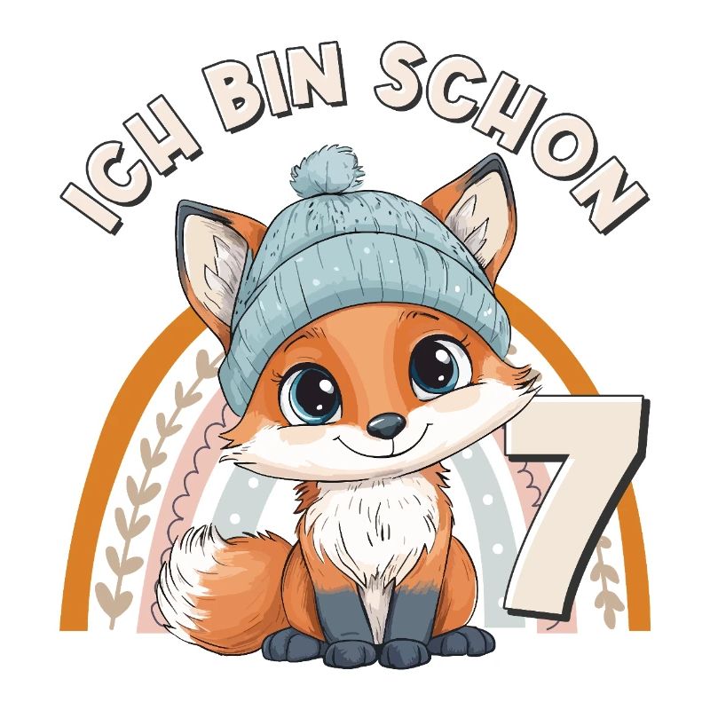 7th Birthday Fox Rainbow Cute Cute
