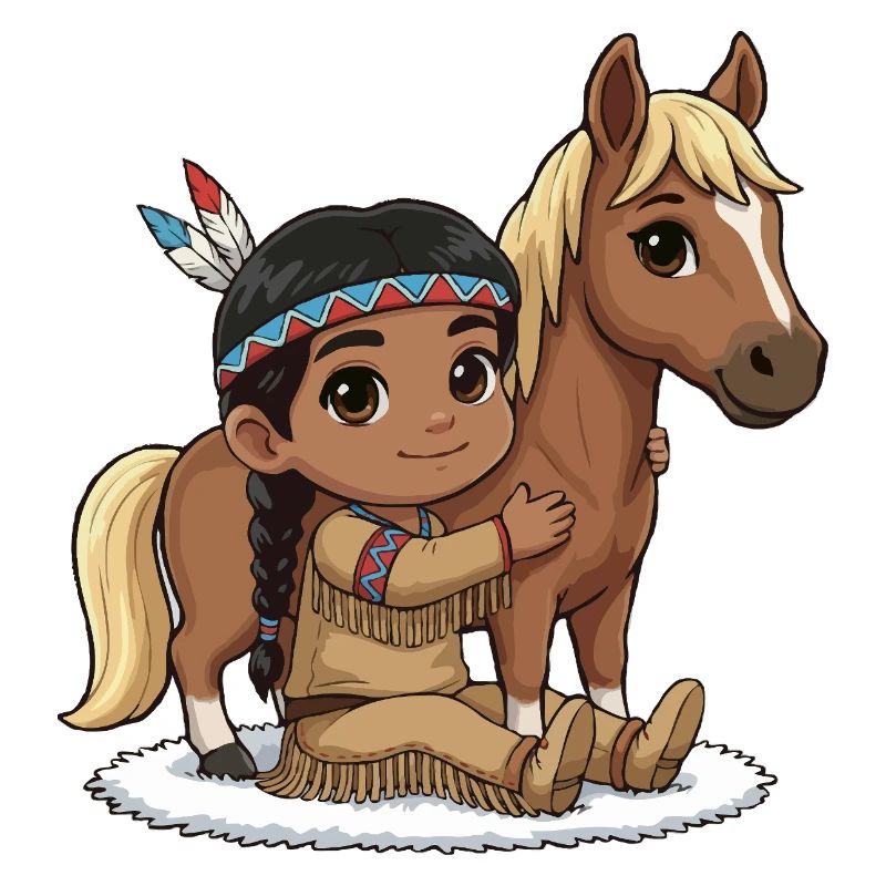 Indianerkind mit Pferd