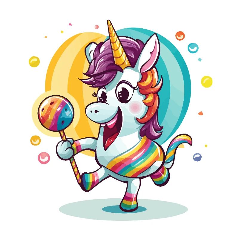 Regenbogen-Einhorn mit Lutscher