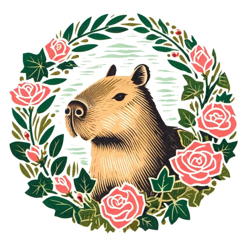 Couronne de roses de capybara