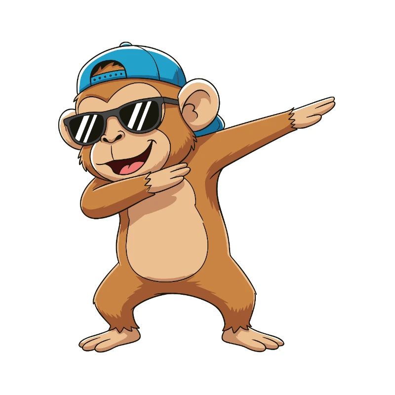 Cool Dabbing Monkey Sunglasses Cartoon-Kunst