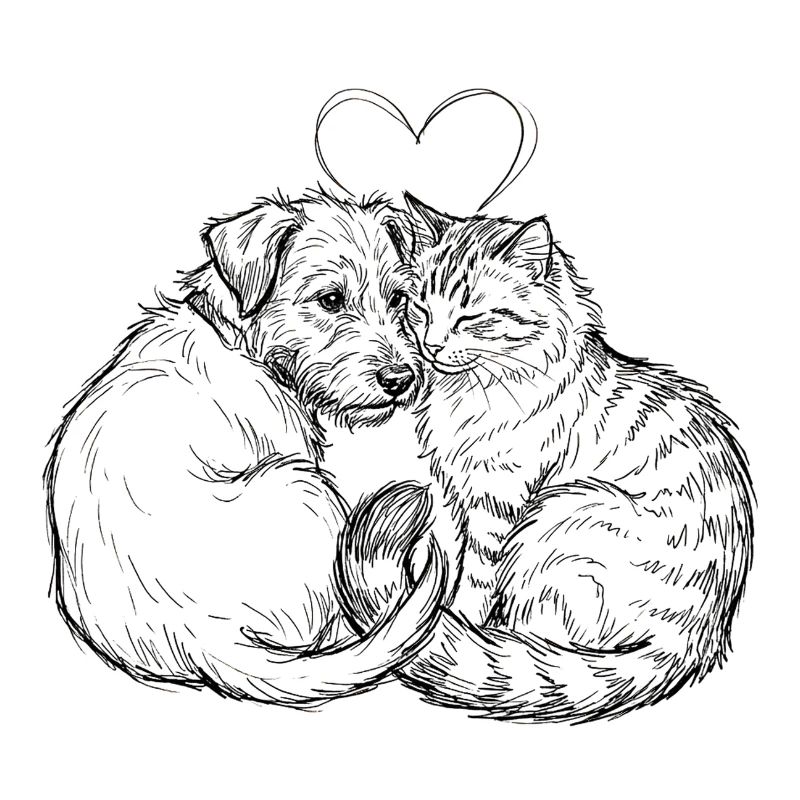 Amis mignons (Chat + Chien)