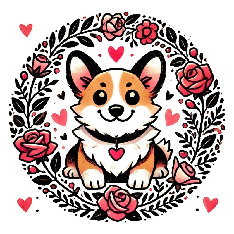 Corgi-Blumenherzkreis