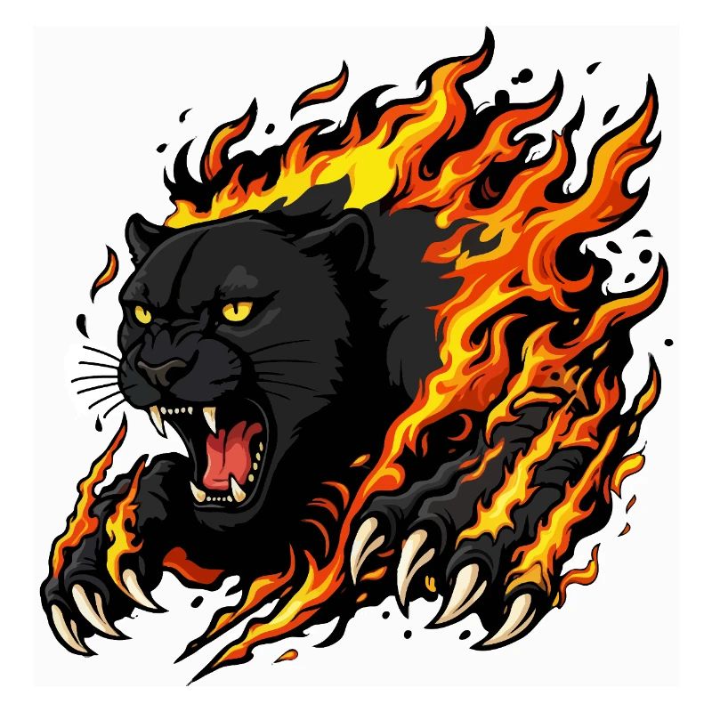 Schwarzer Panther in Flammen