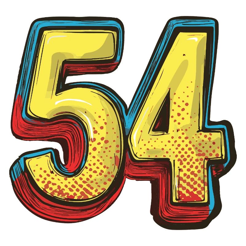 54 Zahl Bunt
