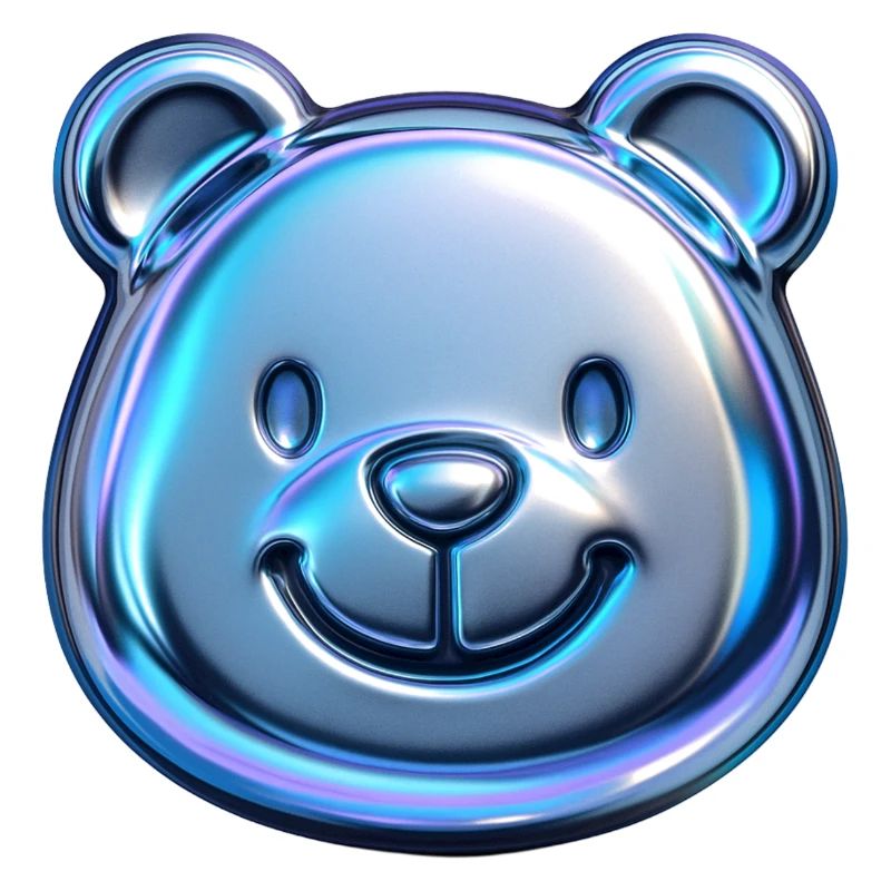 Cute bear with metallic reflections