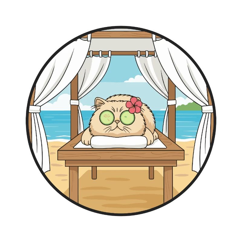 Art relaxant du chat au spa de plage