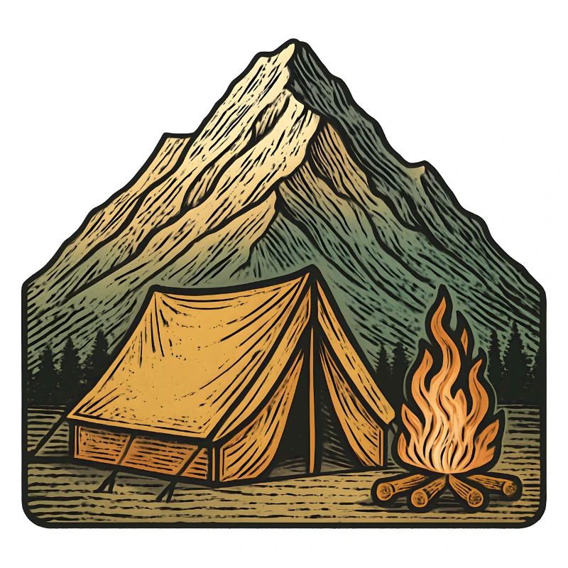 Mountain Tent Campfire Adventure