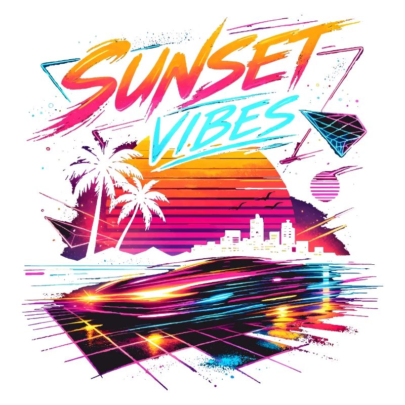 Sunset Vibes 80s Neon Design