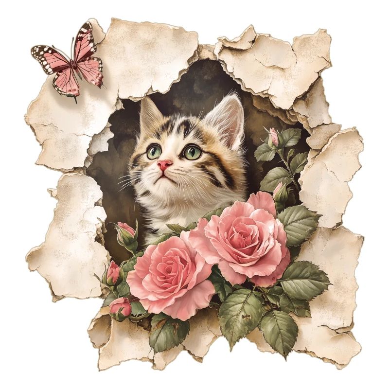 Katze mit Schmetterling