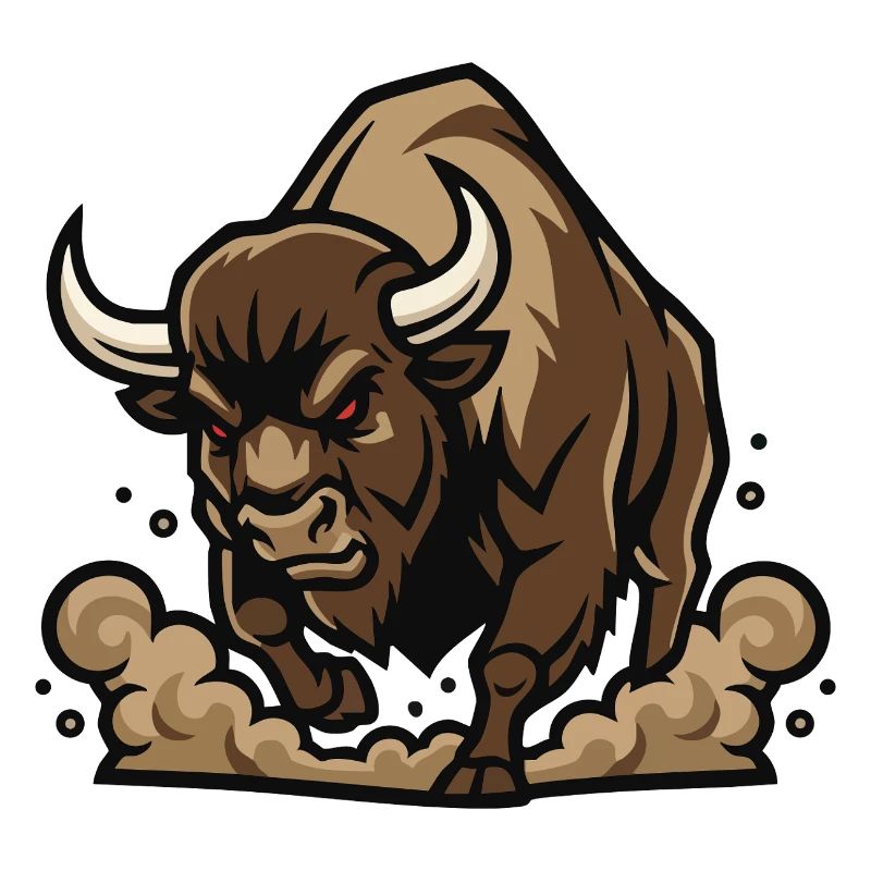 Wild Bison Charge Maskottchen Buffalo