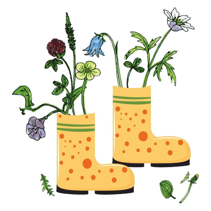 Gartenstiefel mit Wildblumen