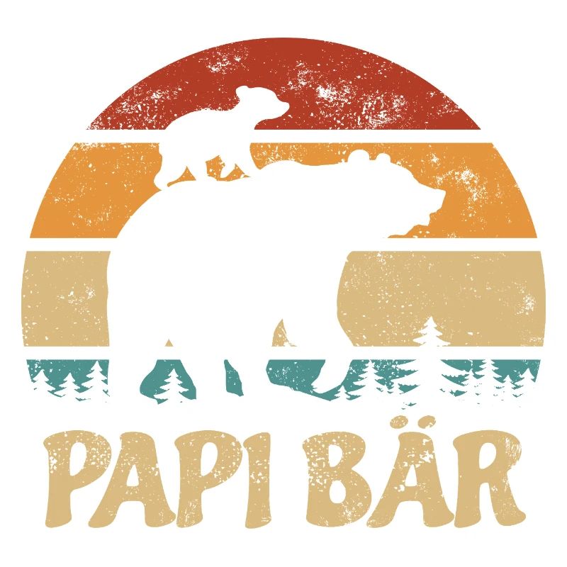 Papi Bär mit Kind - Vatertag - Vintage Geschenk
