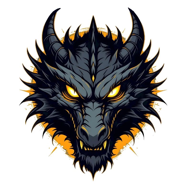 Schwarzer Drache Drachenkopf